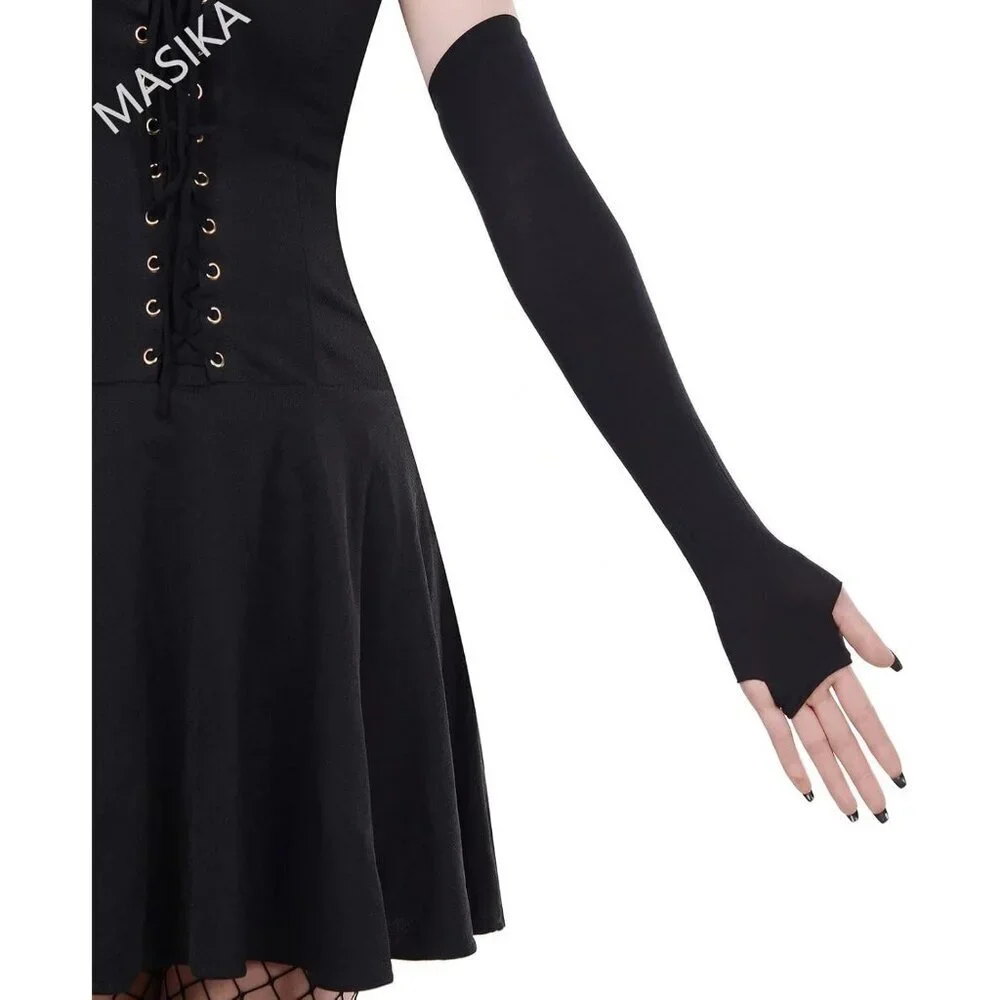 Women's Fishing Halloween Black 15 Net Gloves Fingerless Gothic Accessories